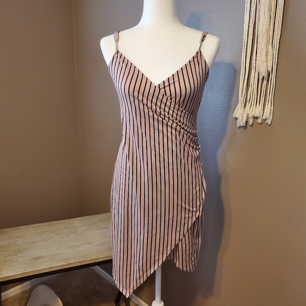 Pinstriped Bodycon Dress Sz L